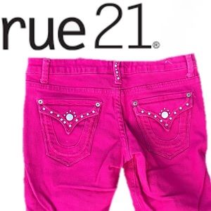 Rue21 Pink Denim Skinny Jeans Bling